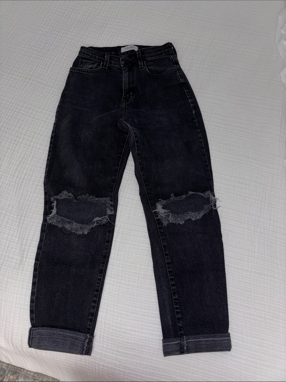 Vibrant Black Medium Rise Boyfriend Jeans